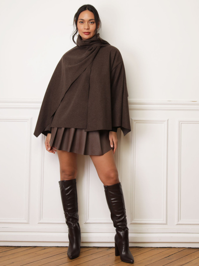 Cape écharpe marron