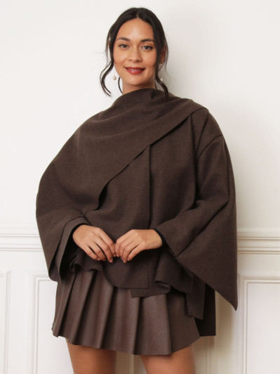 Cape écharpe marron