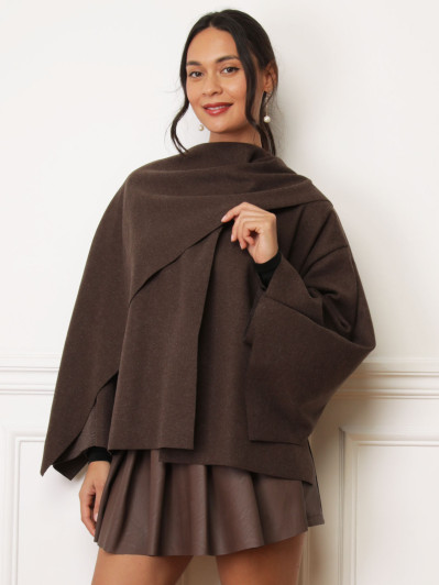 Cape écharpe marron