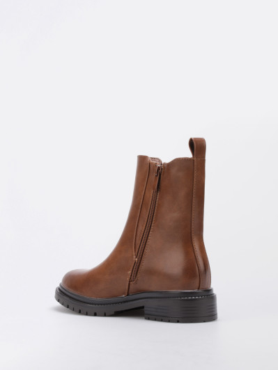 Chelsea boots à petit talon camel