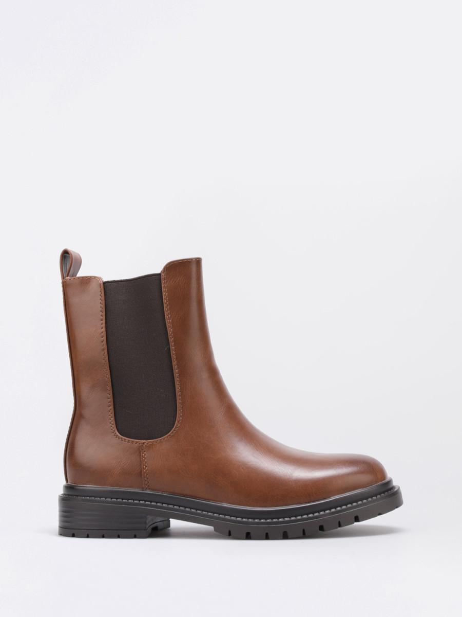 Chelsea boots à petit talon camel