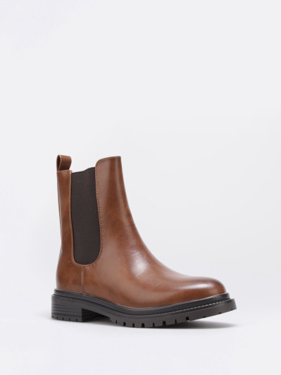 Chelsea boots à petit talon camel
