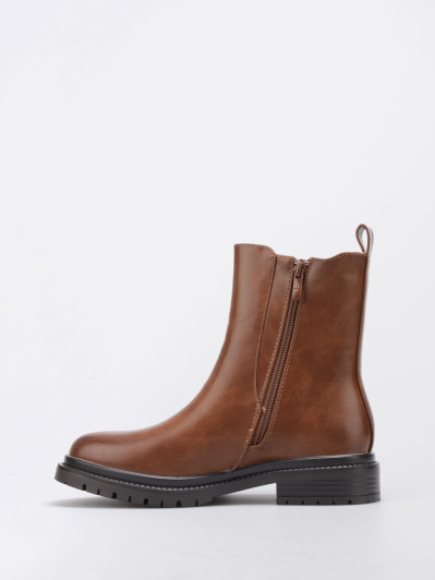 Chelsea boots à petit talon camel
