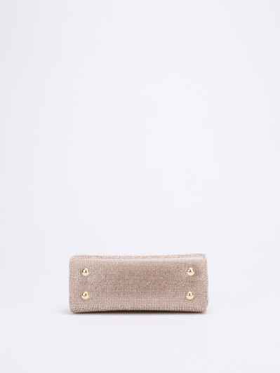 Mini sac de soirée champagne élégant – Sac texturé avec anse et chaîne