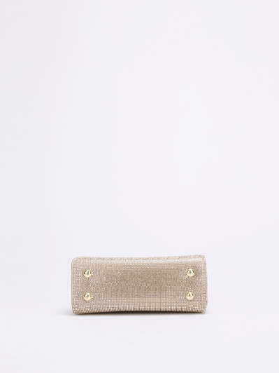 Mini sac de soirée doré élégant – Sac texturé avec anse et chaîne