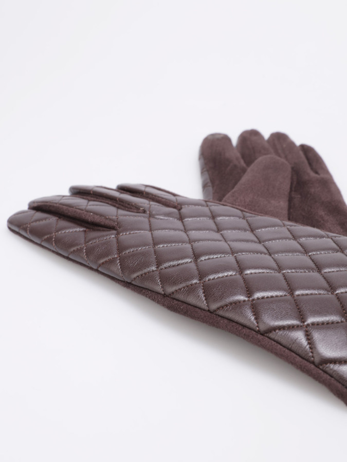 Gants en suédine et simili matelassé