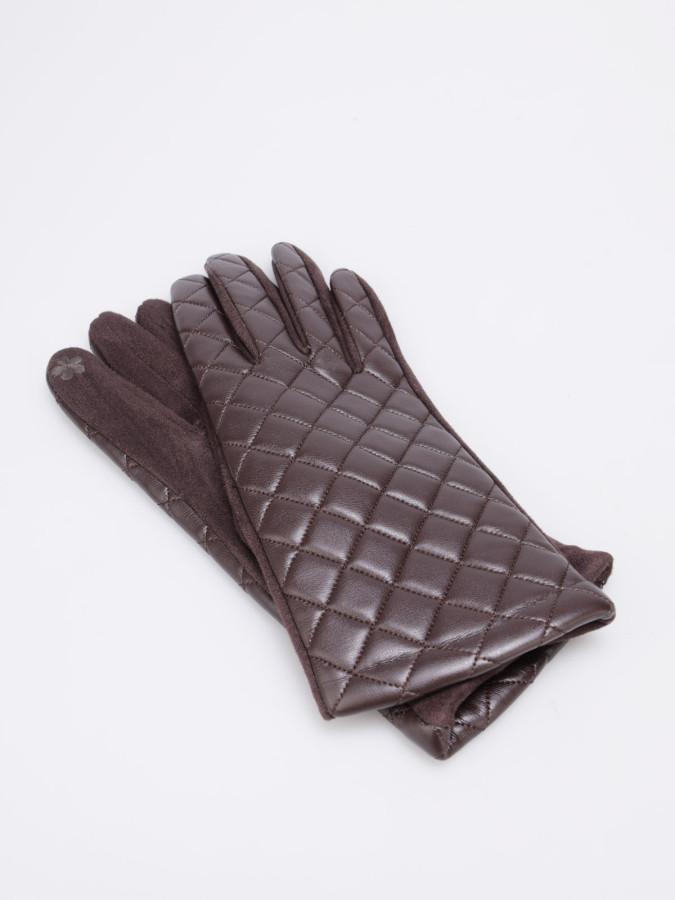 Gants en suédine et simili matelassé