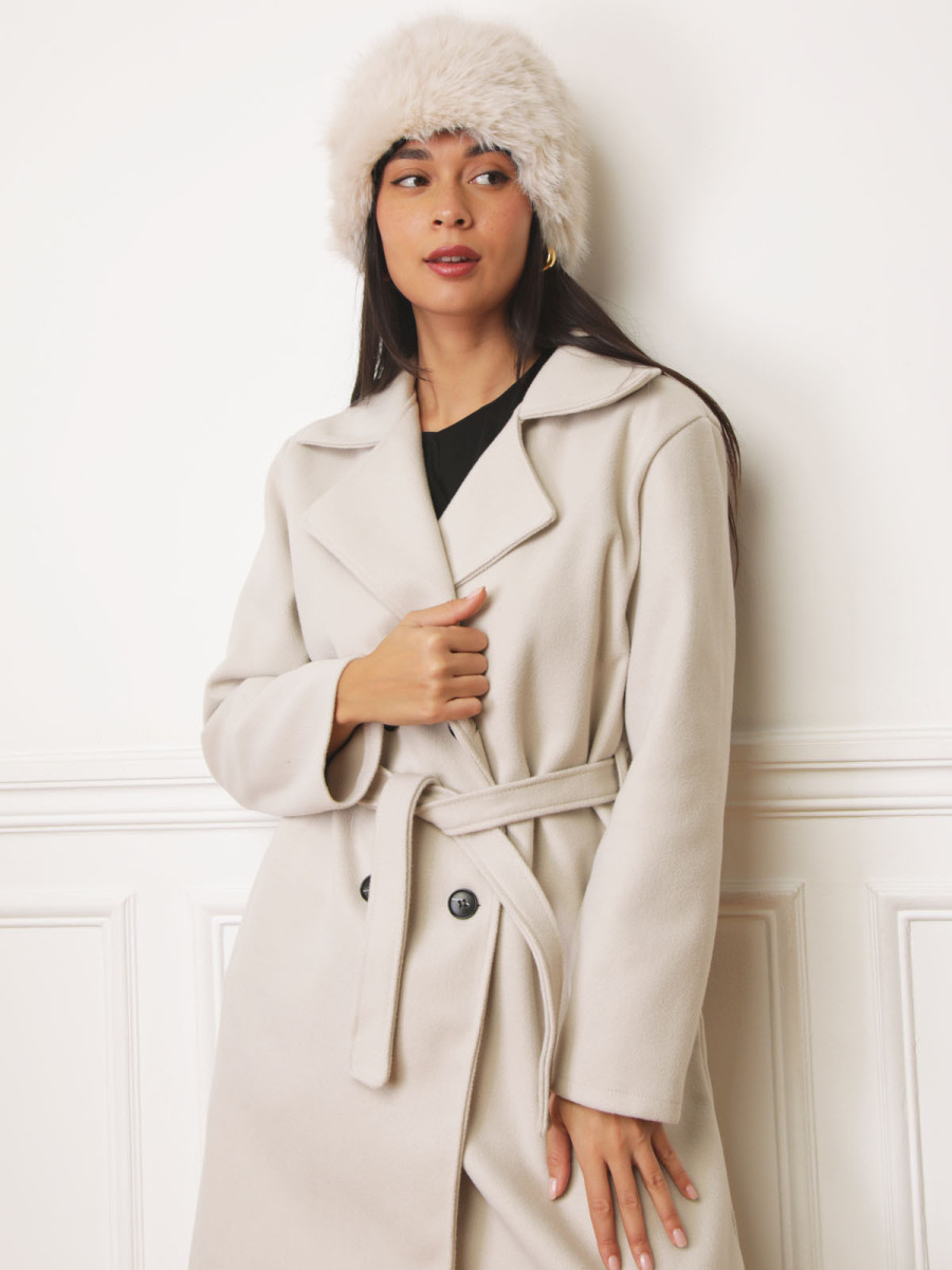 Chapeau fausse fourrure beige