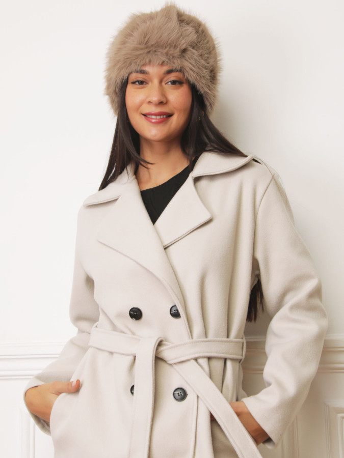 Chapeau fausse fourrure taupe