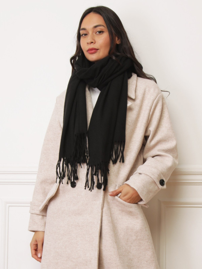 Echarpe noire effet cachemire