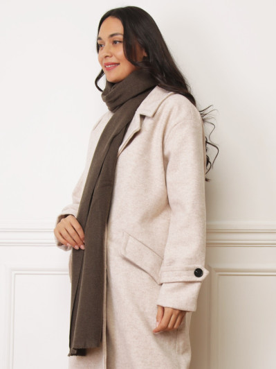 Écharpe unie toucher cachemire marron