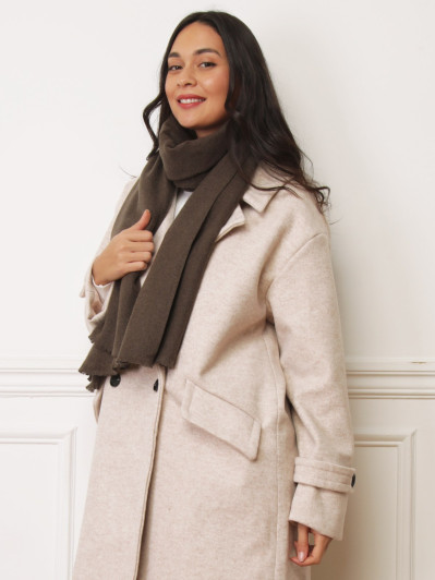 Écharpe unie toucher cachemire marron