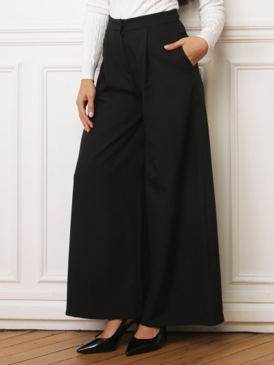 Pantalon tailleur wide leg noir