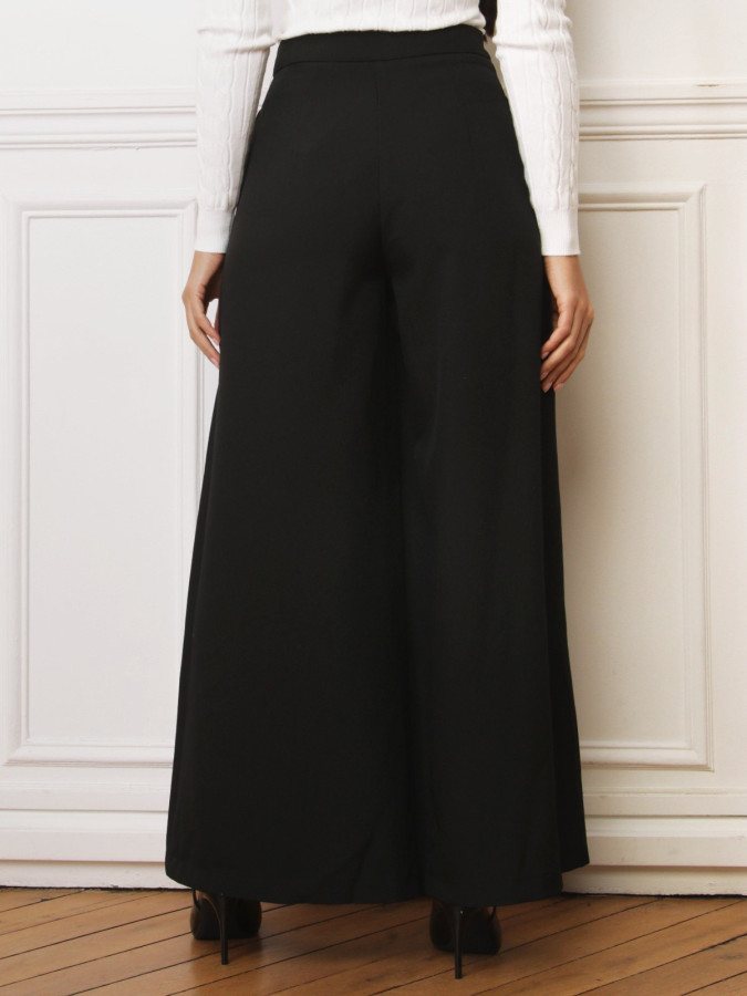 Pantalon tailleur wide leg noir