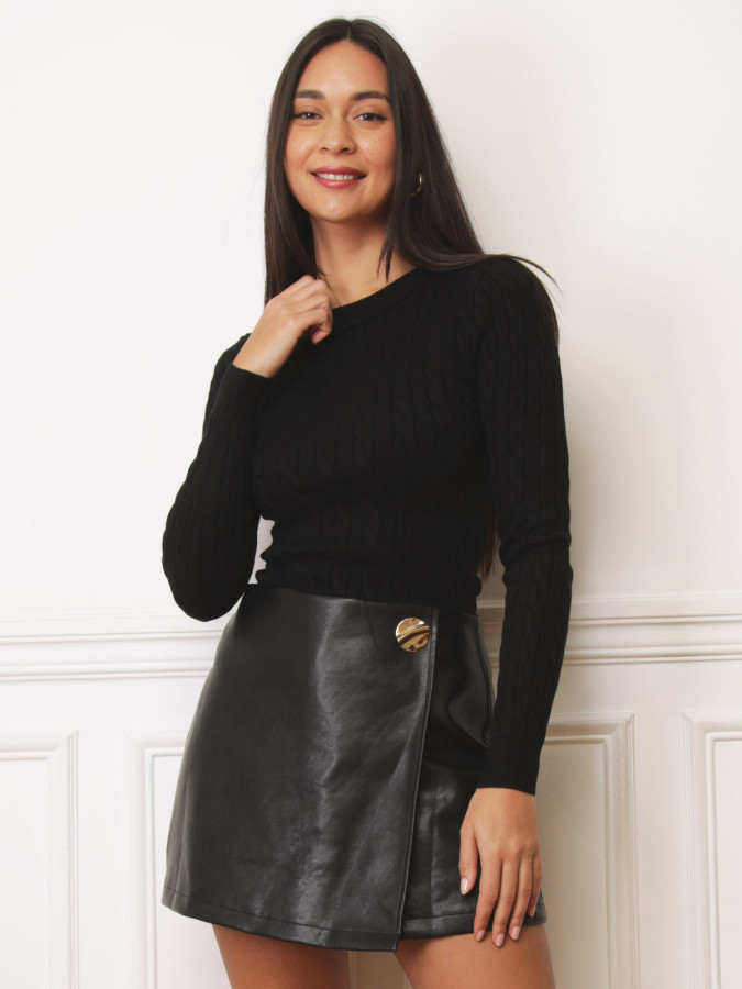 Pull en maille torsadée noir