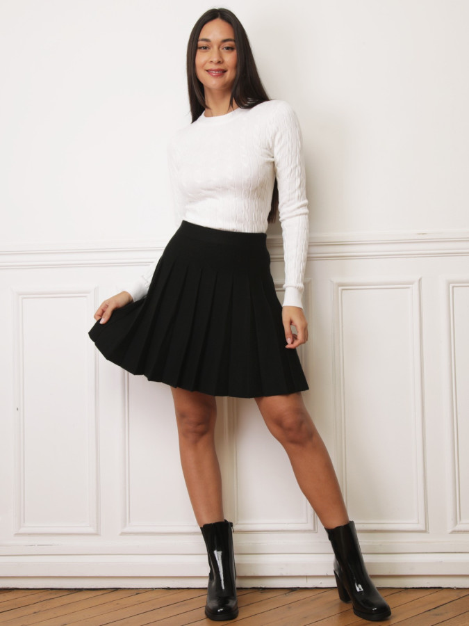 Pull en maille torsadée blanc