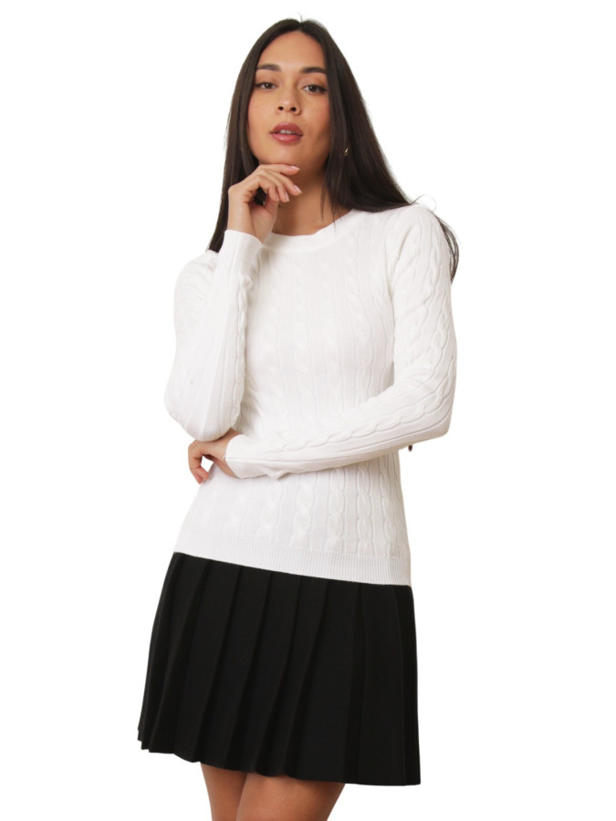 Pull en maille torsadée blanc