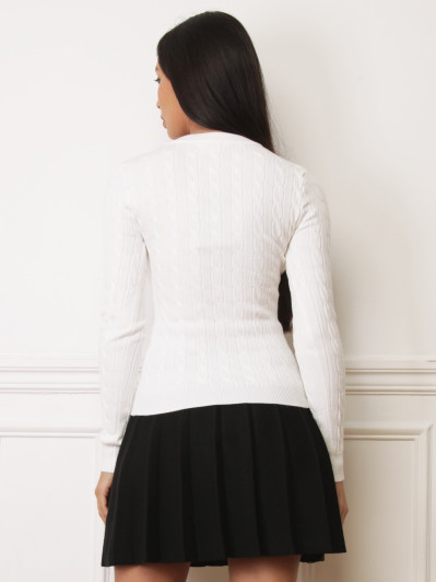 Pull en maille torsadée blanc
