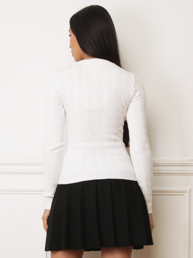 Pull en maille torsadée blanc