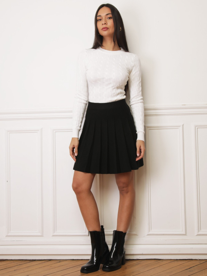 Jupe plissée en maille noire