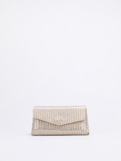 Pochette enveloppe à strass doré