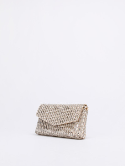 Pochette enveloppe à strass doré