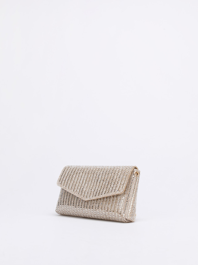 Pochette enveloppe à strass doré