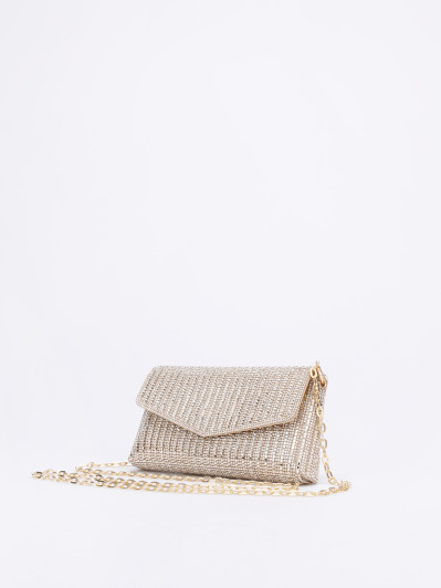 Pochette enveloppe à strass doré