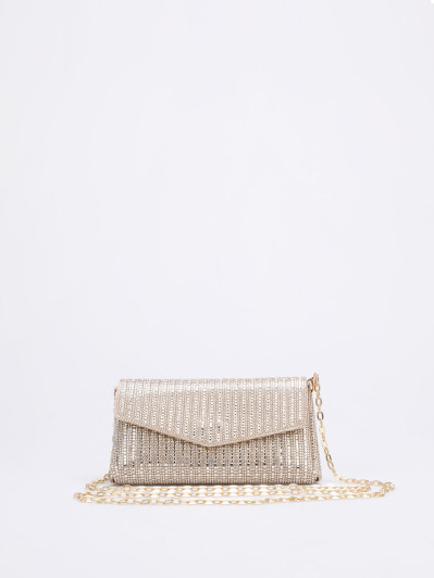 Pochette enveloppe à strass doré