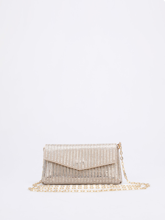 Pochette enveloppe à strass doré