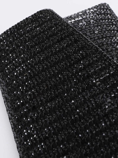 Pochette enveloppe à strass noire