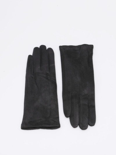 Ensemble gants et mitaines bi-matières noir