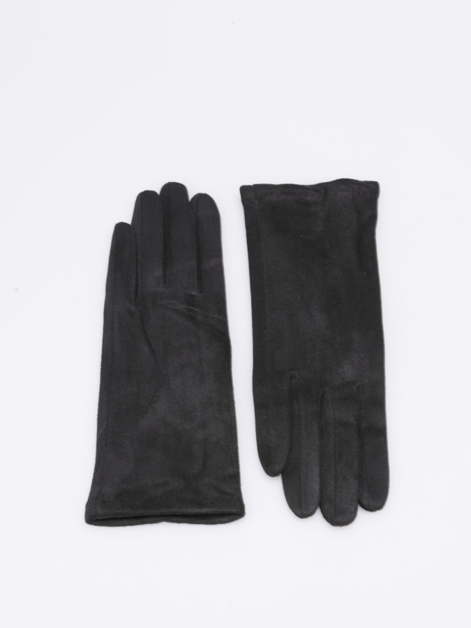 Ensemble gants et mitaines bi-matières noir