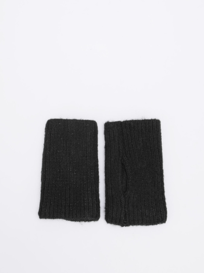 Ensemble gants et mitaines bi-matières noir