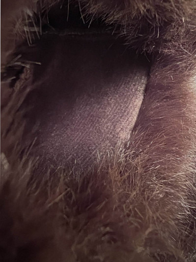 Gants marron bi-matières avec revers fausse fourrure