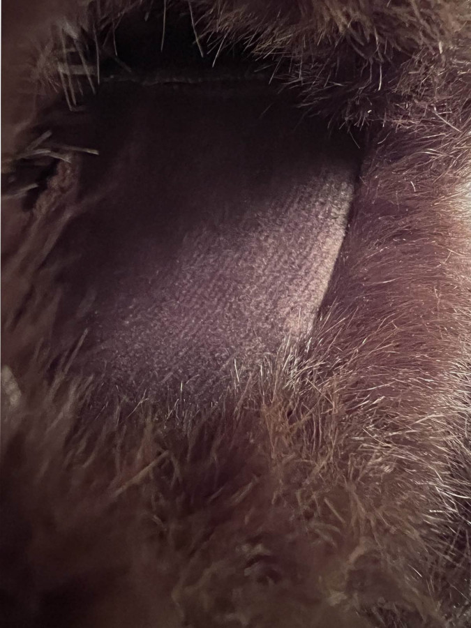 Gants marron bi-matières avec revers fausse fourrure