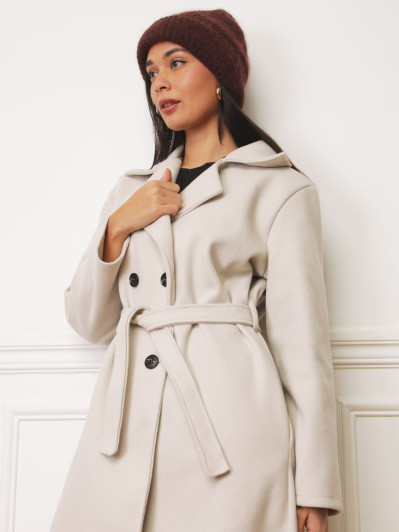 Bonnet marron en maille duveteuse