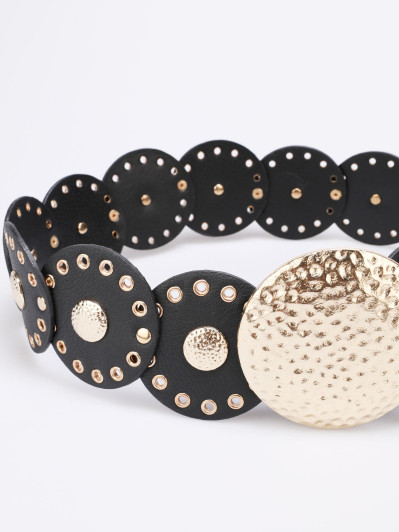 Ceinture à disques cloutés noire