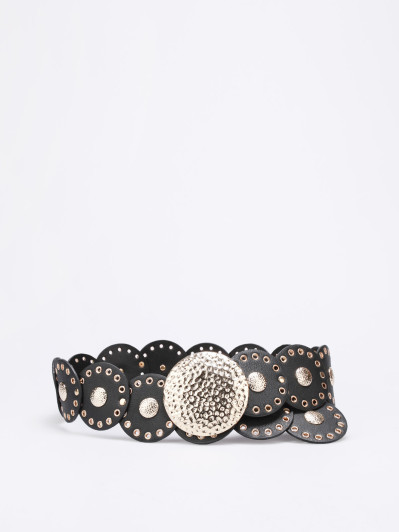 Ceinture à disques cloutés noire