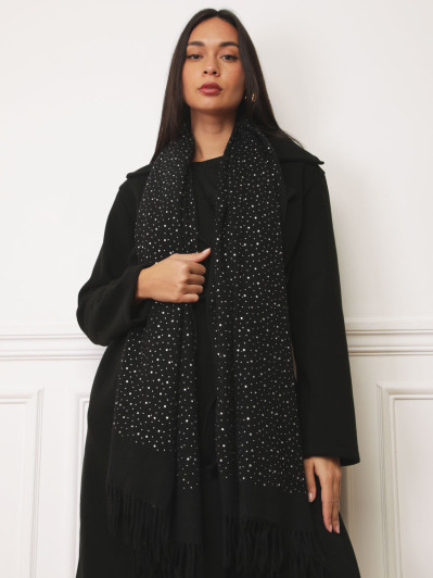 Écharpe à strass effet cachemire noire