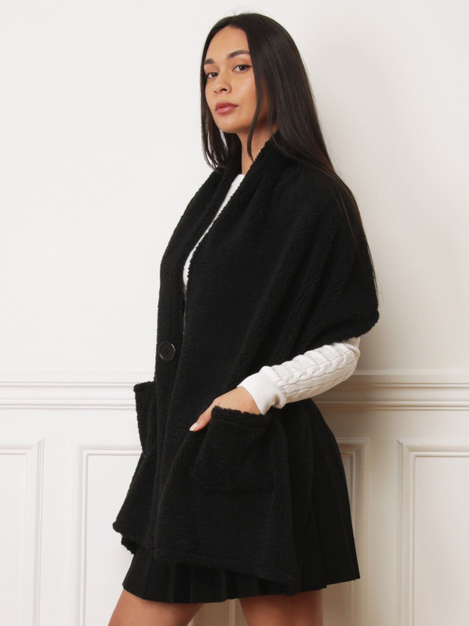 Écharpes noire moutonné à poches