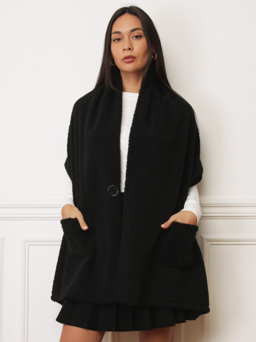 Écharpes noire moutonné à poches