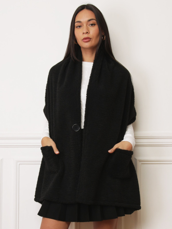 Écharpes noire moutonné à poches