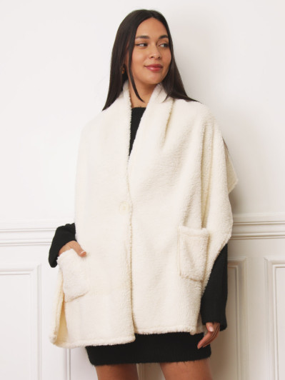 Écharpes beige moutonné à poches