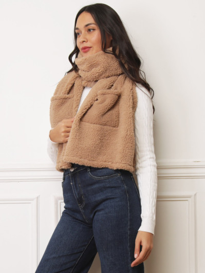 Écharpes taupe moutonné à poches