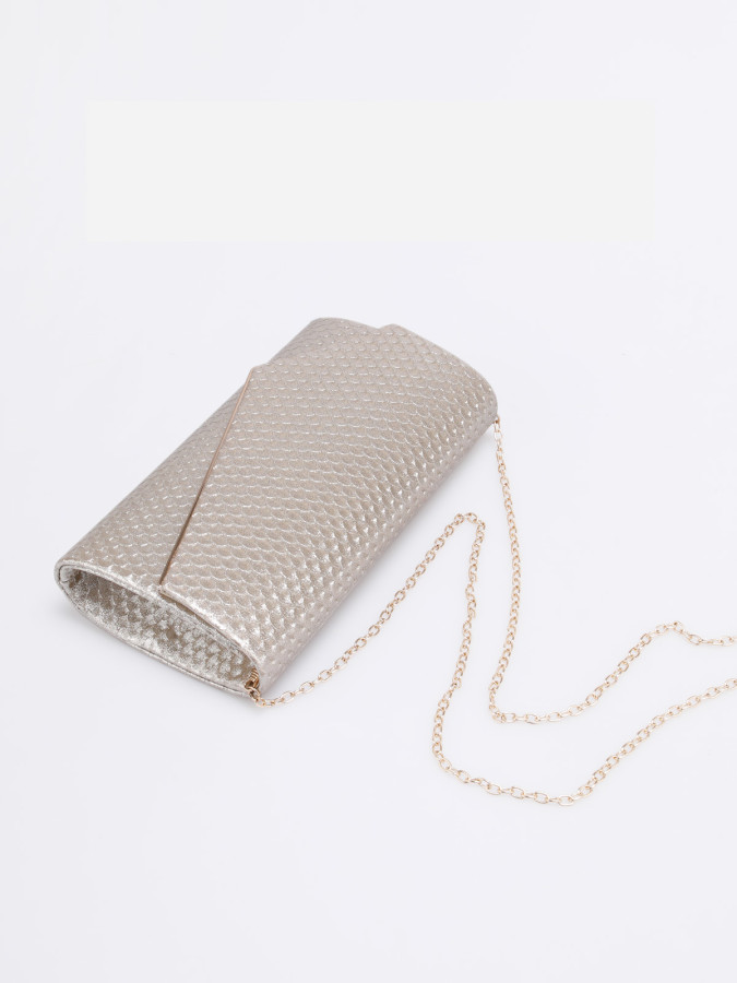 Pochette de soirée dorée élégante avec chaînette – Sac femme chic
