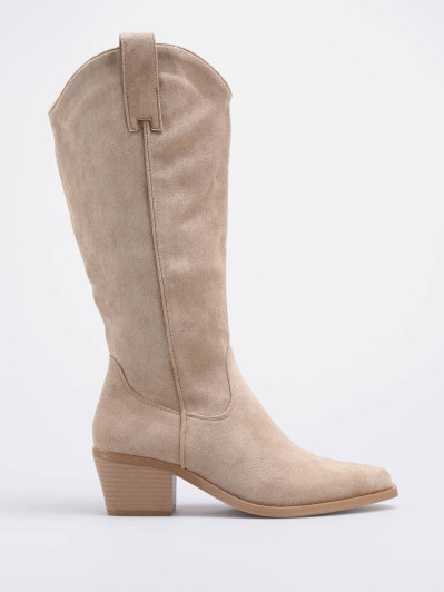 Bottes western en suédine taupes