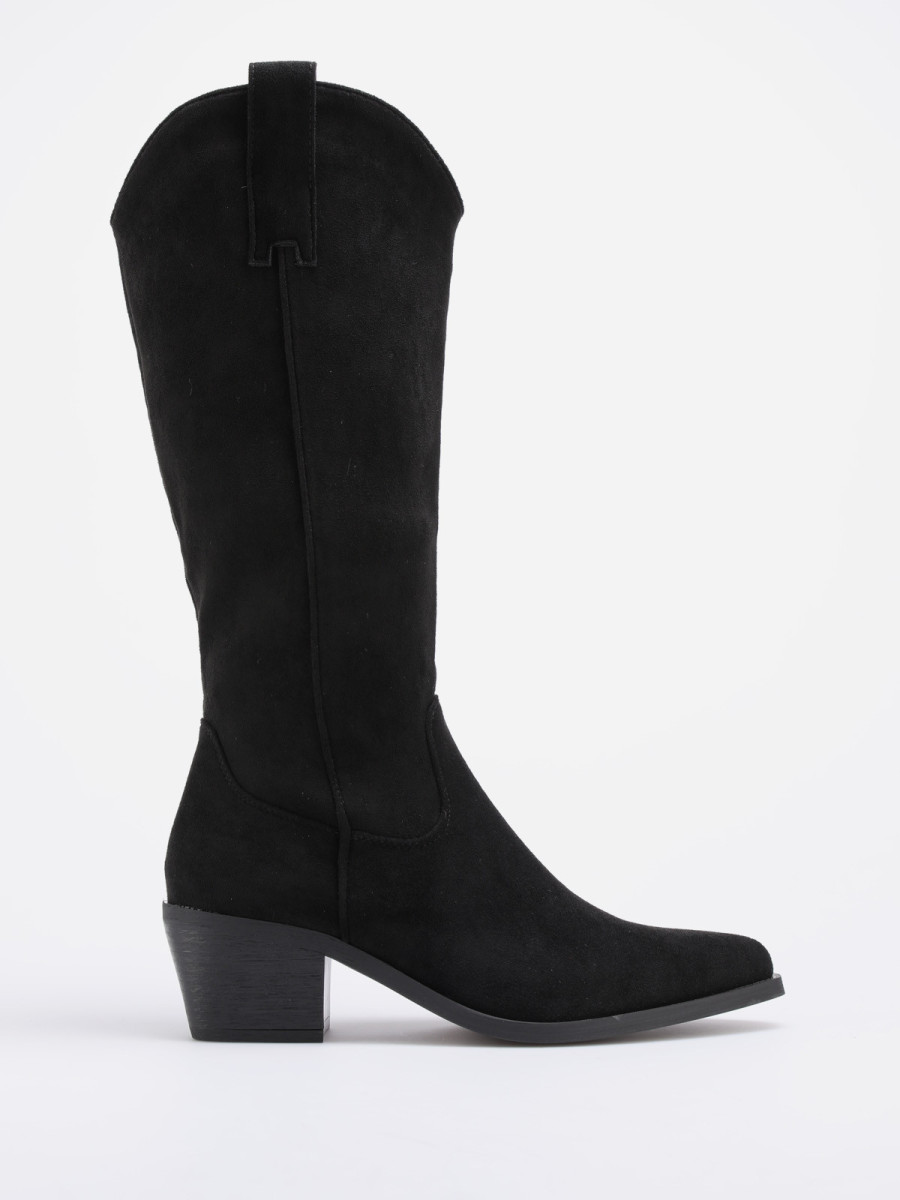 Bottes western en suédine noires