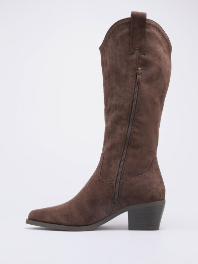Bottes western en suédine marron