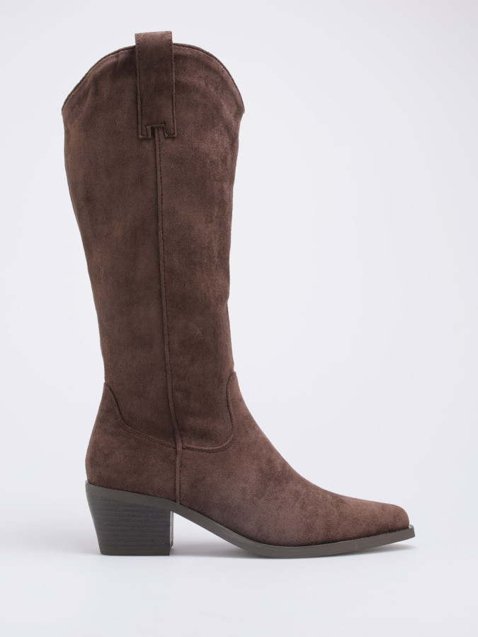 Bottes western en suédine marron